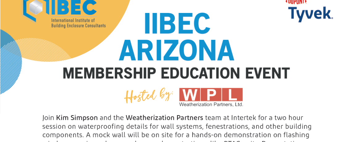 May 2023 – Educational Event:  Waterproofing Details for Wall Systems, Fenestrations, and other Building Components